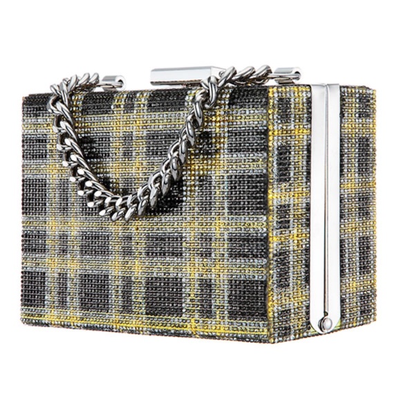 CRYSTALS EMBELLISHED BOX CLUTCH NWT - Picture 1 of 8